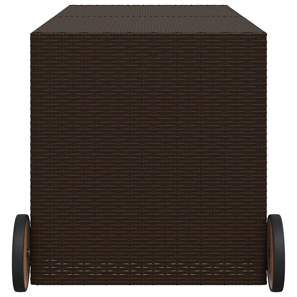 Contenitore da Giardino con Ruote Marrone 283L in Polyrattan