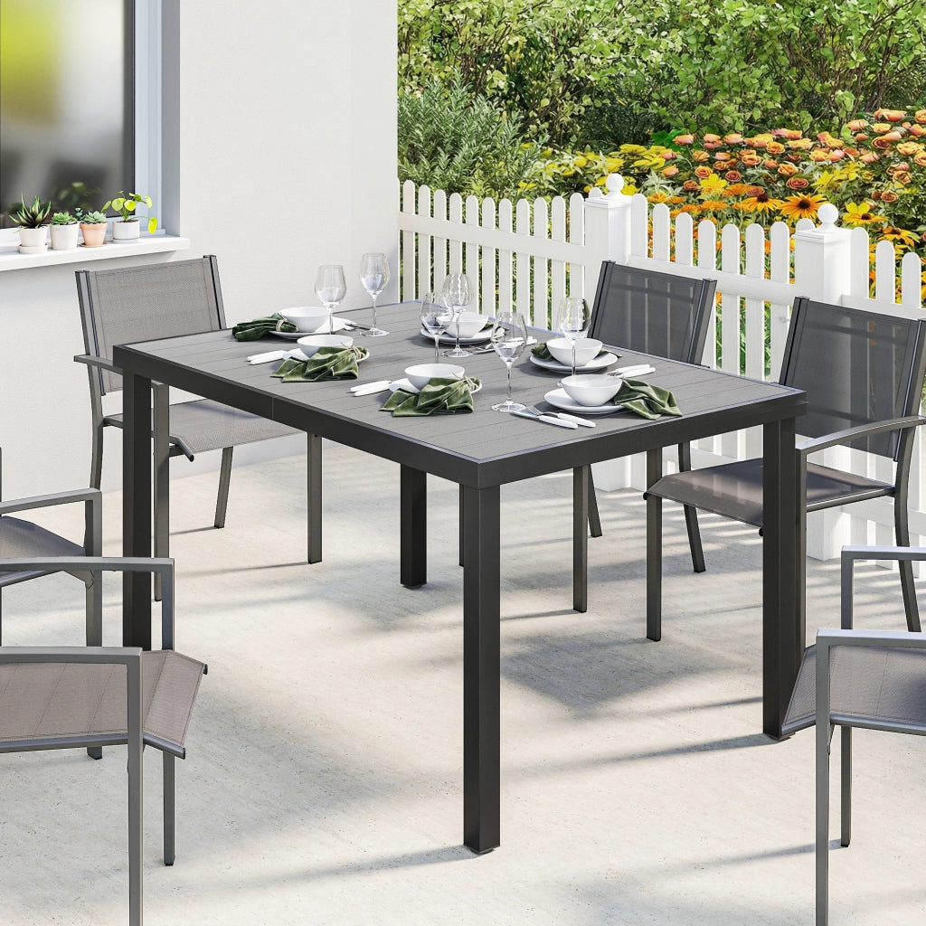 Tavolo da Pranzo da Giardino 6 Posti in Acciaio ¨C Zephmum ¨C Grigio 140x90x74 cm