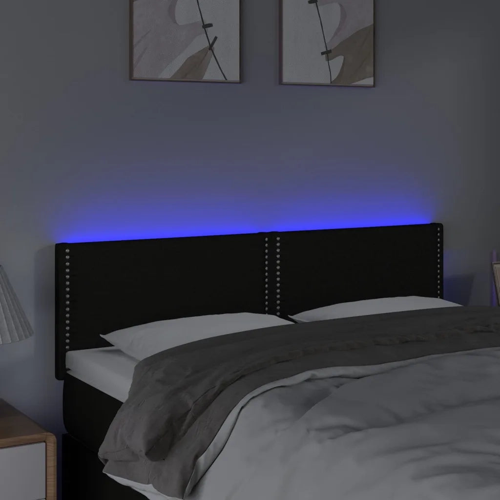 Testiera a LED-Testata con LED Nera 144x5x78/88 cm in Tessuto 411945
