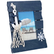 Cornice portafoto in legno blu, 18,5x3x21 cm