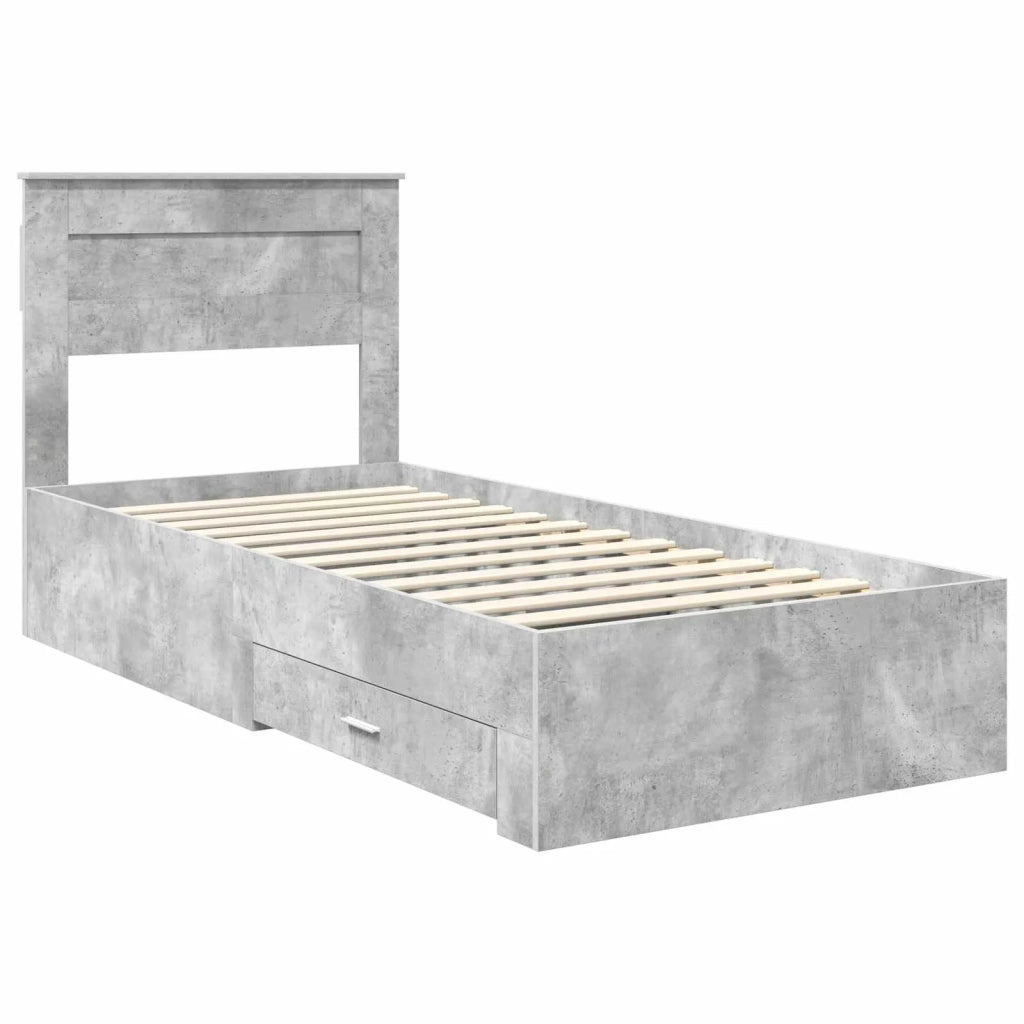 Struttura del letto con testiera Grigio cemento 90 x 190 cm