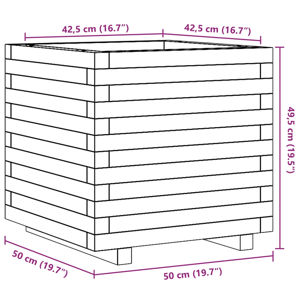 Fioriera Giardino Marrone Cera 50x50x49,5cm Legno Massello Pino 847355