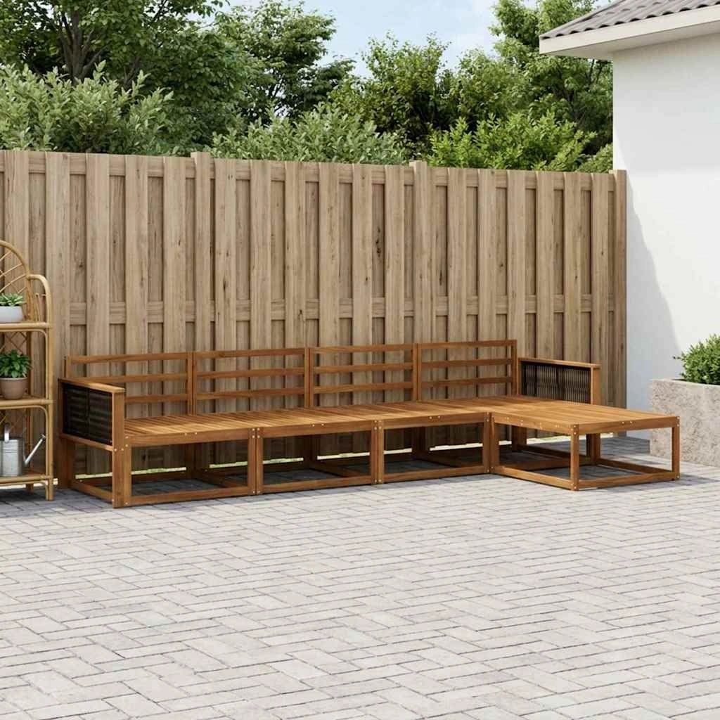 Set di divani da esterno 5 pz Naturale Legno di Acacia Massello 3382482