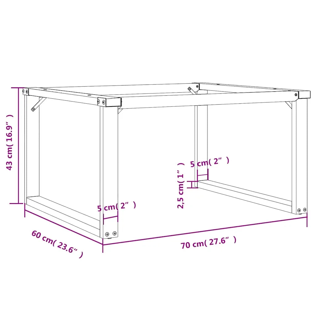 Telaio Gambe a O per Tavolino da Salotto-Gamba per Tavolo 70x60x43 cm in Acciaio