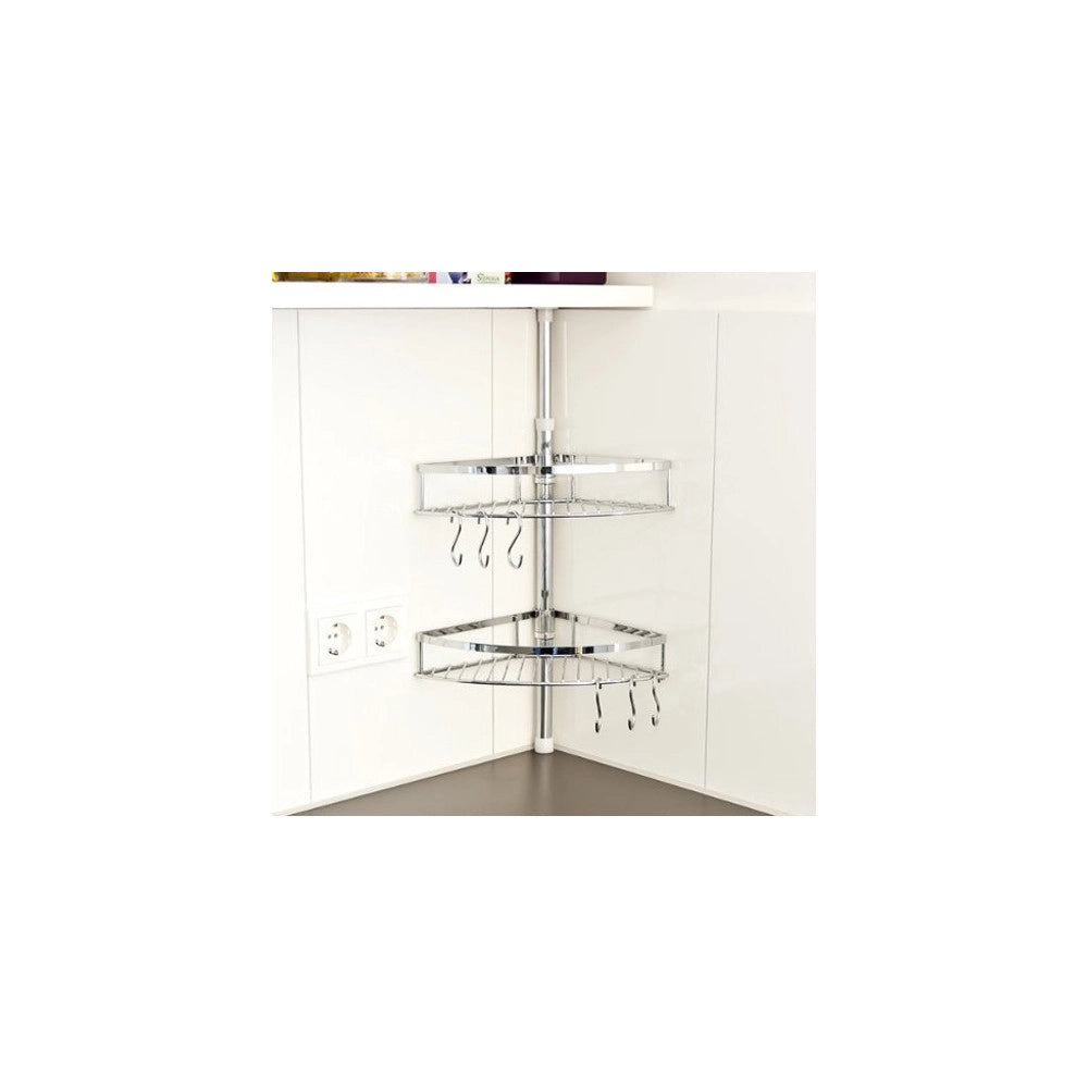 Trade Shop - Mensole Ad Angolo Alpina Cucina Con Barra Telescopica + 6 Ganci Mensola Scaffale -