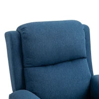 Poltrona Reclinabile con Poggiapiedi, in Tessuto Effetto Lino, Legno e Metallo, 77x91x106 cm, Blu