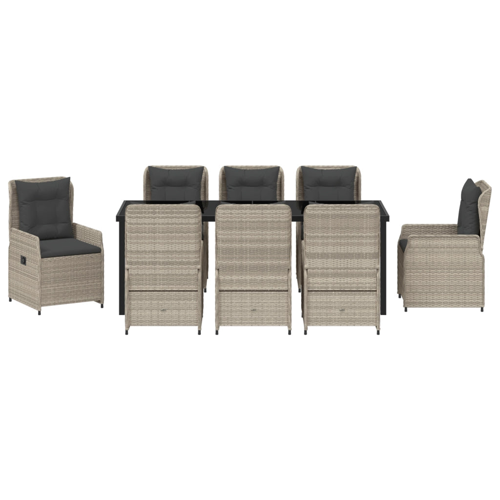 Set da Pranzo Giardino  9 Pezzi Grigio Chiaro Polyrattan