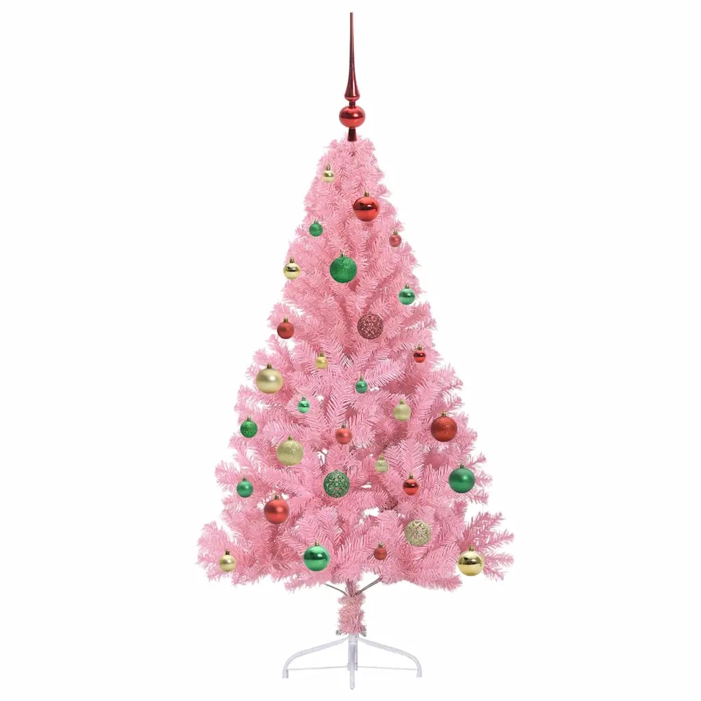 Albero di Natale Artificiale-Albero Natalizio con luci integrate Rosa 150 cm PVC 559799
