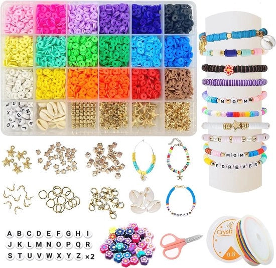 Set di Perline per Creare Gioielli - 5000 Pezzi DIY Perline Heishi per Bracciali e Collane