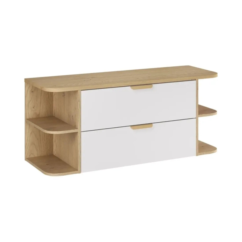Set da bagno sospeso OSTER 120cm: mobile sotto lavabo con cassetti e nicchie a vista + piano per lavabo