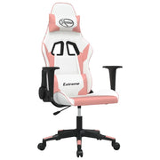 Sedia da Gaming | Sedia da e-sports Massaggiante Bianco e Rosa in Similpelle