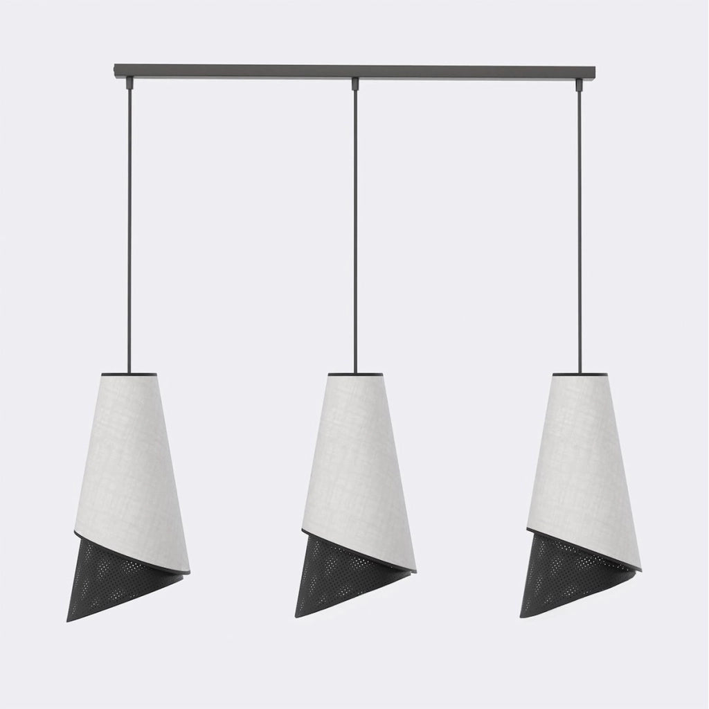 Lampada a sospensione MODA in acciaio e tessuto grigio