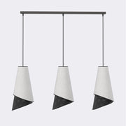 Lampada a sospensione MODA in acciaio e tessuto grigio