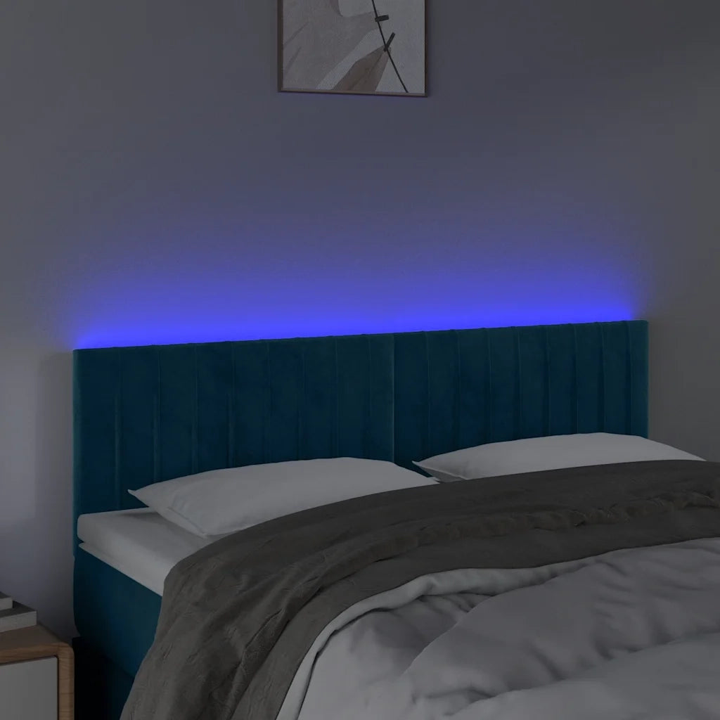 Testiera a LED-Testata con LED Blu Scuro 144x5x78/88 cm in Velluto 839999