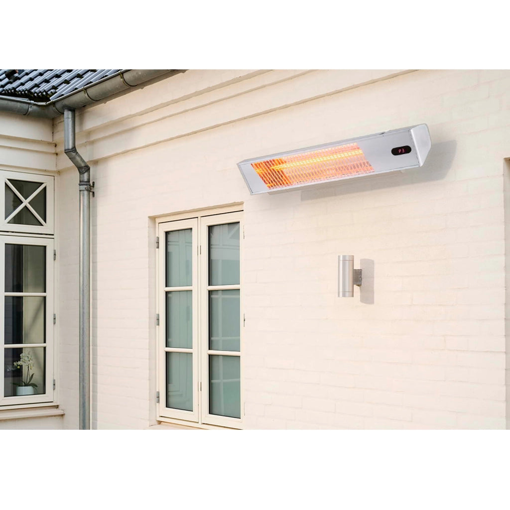 Sined Caldo Ira Inox 2000 Riscaldatore Elettrico Infrarossi Da 2000w Regolabile Grigio Riscaldante Da Interno a Onda Corta a Ira e Telecomando Design Elegante Griglia a Protezione e Display a Led