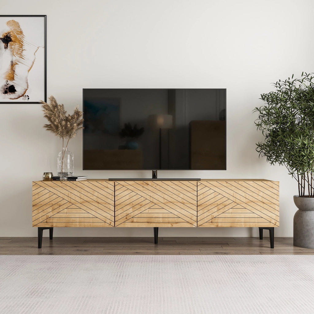 Mobile TV in legno "Felix" 160 x 31,4 x 44,1 cm - Rovere zaffiro