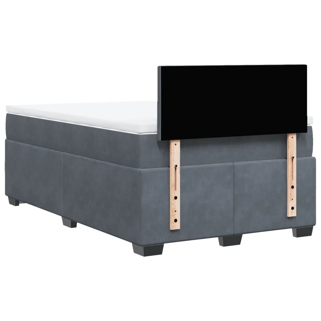 Giroletto a Molle con Materasso Grigio Scuro 120x200 cm Velluto