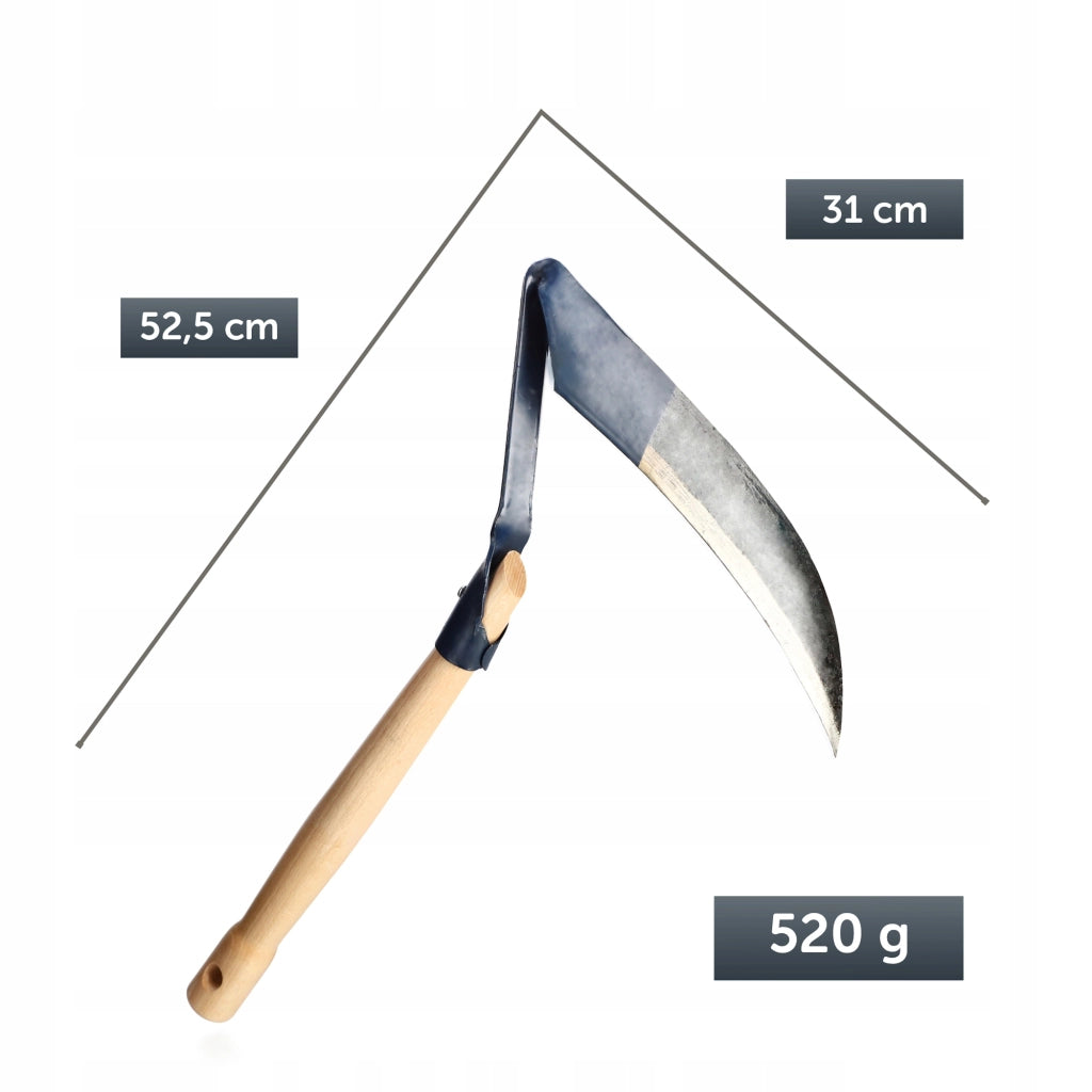 Falce a mano KADAX 50 cm per giardino, foresta, agricoltura, per erbacce, cereali, resistente
