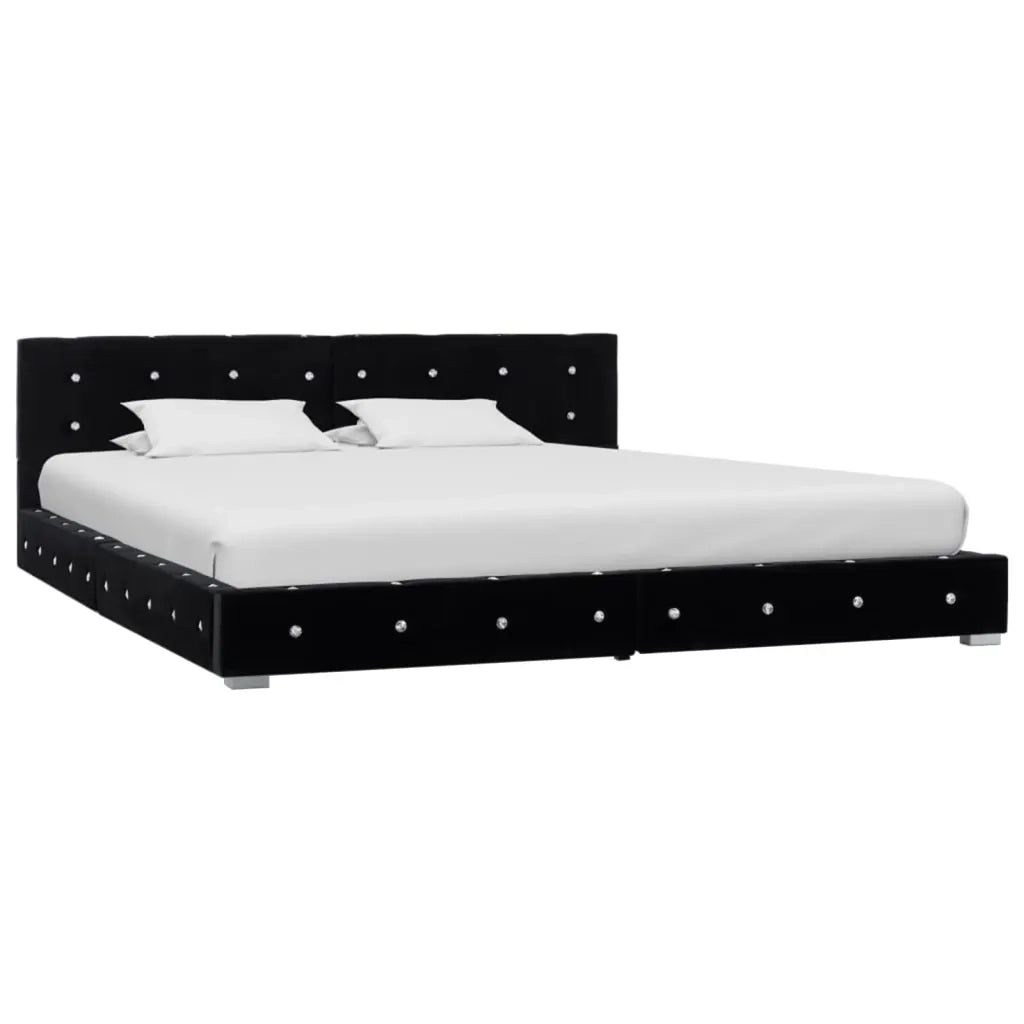 Letto con Materasso Memory Foam Nero in Velluto 180x200 cm 278126