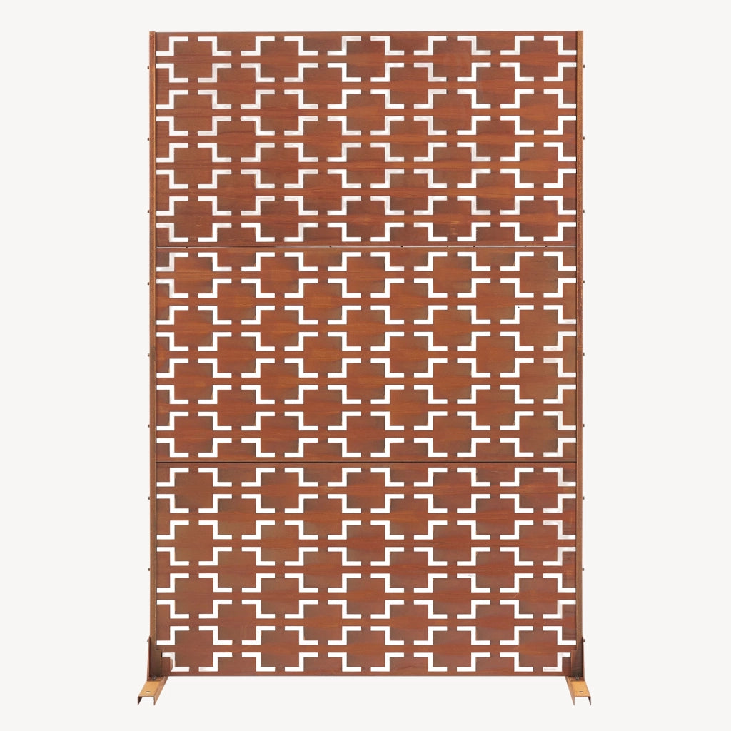 Pannello Divisorio Basciano Struttura Traforata in Acciaio Corten 180 x 120 cm Marrone Ossidato casa.pro