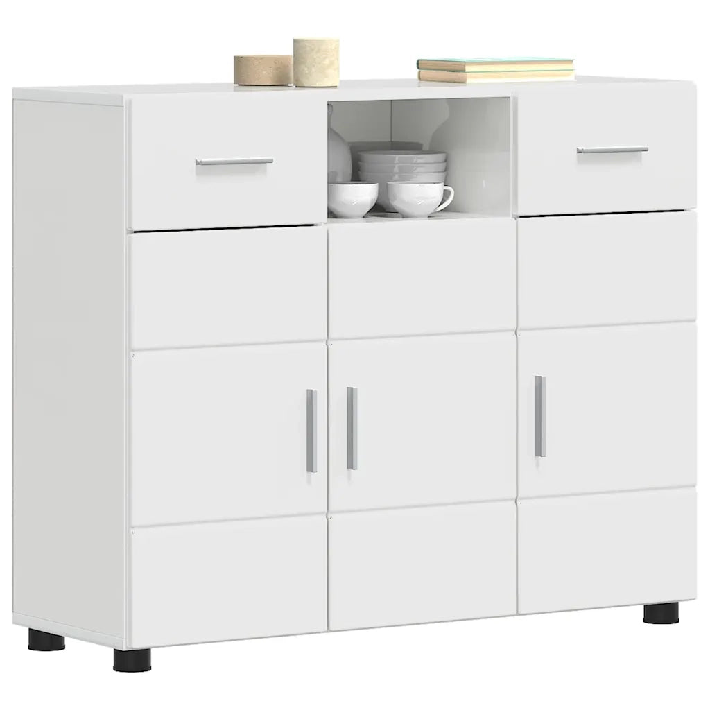 Armadio in Legno con cassetto Bianco Lucido 88,5 x 30,5 x 73 cm