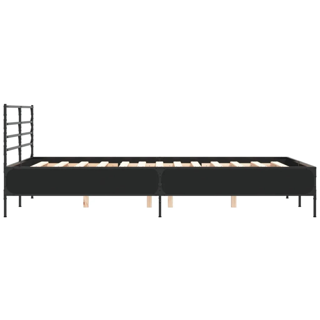 Letto matrimoniale | Letto per adulti | Giroletto Nero 120x190 cm in Legno Multistrato e Metallo