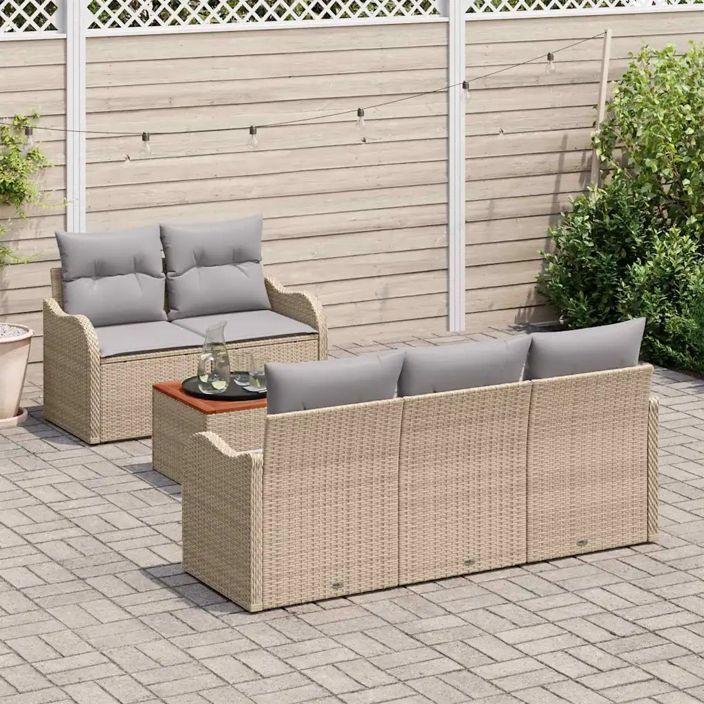 Set Divano da Giardino 6 pcs Beige e Grigio Chiaro polyrattan 3356061