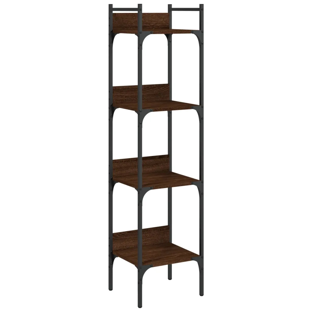 Libreria 4 Ripiani-Scaffale per Libri-Mobile di Stoccaggio Rovere Marrone 35x30x138,5 Legno Multistrato