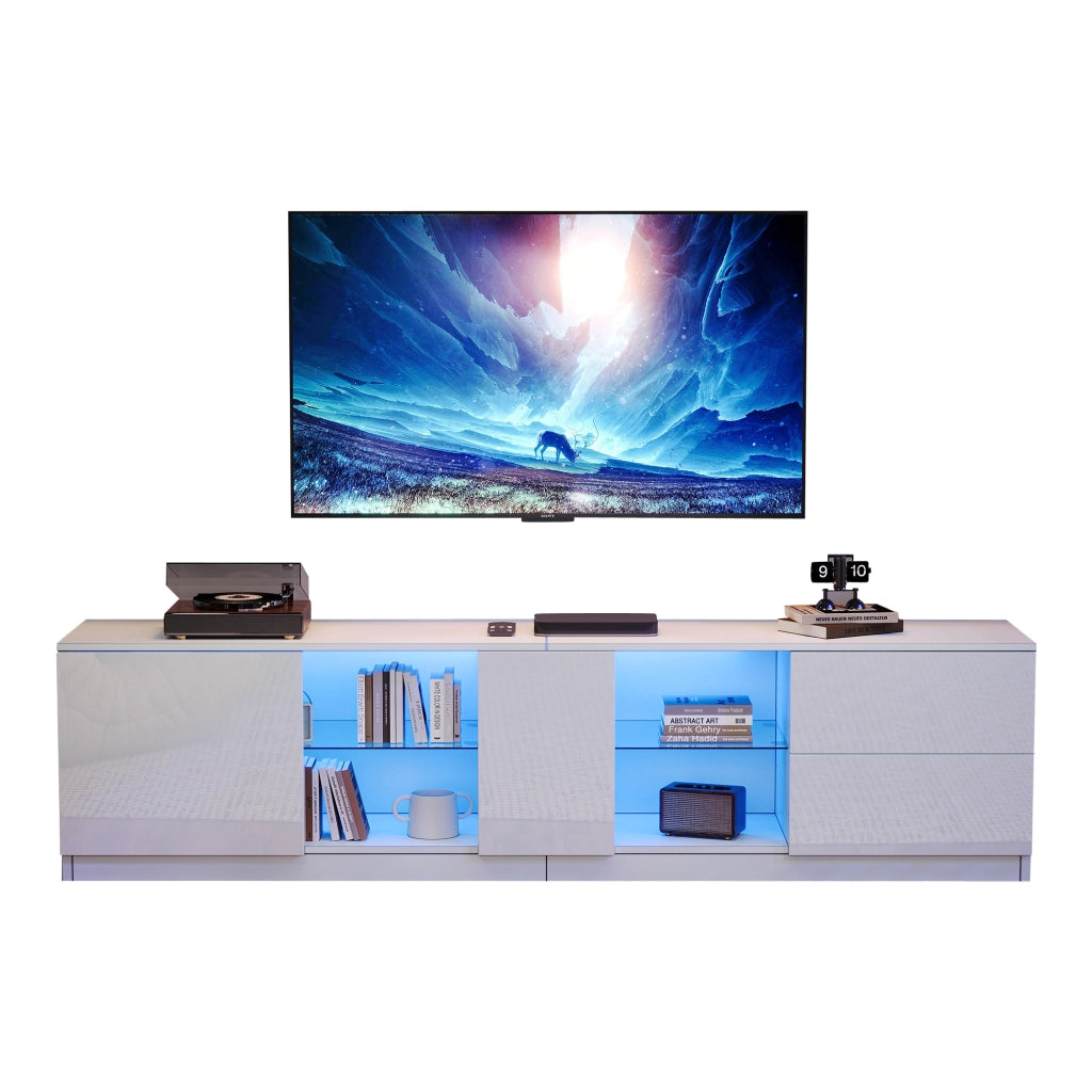 Mobile TV con LED ¨C MINIMAL ¨C Bianco Lucido, 160x40x52 cm