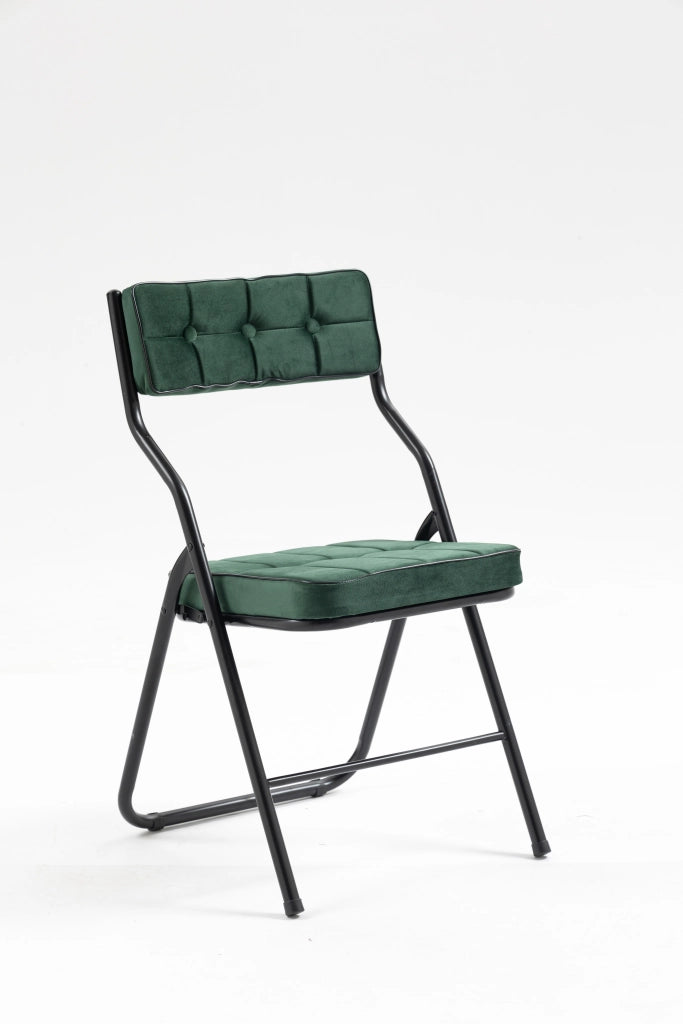 SEDIA PIEGHEVOLE IMBOTTITA Set da 2 pezzi Verde in acciaio e velluto