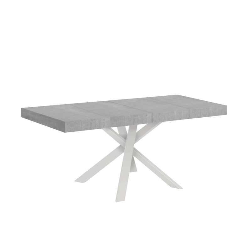 Tavolo allungabile 90x90/194 cm Clerk Premium - gambe Bianche - Cemento
