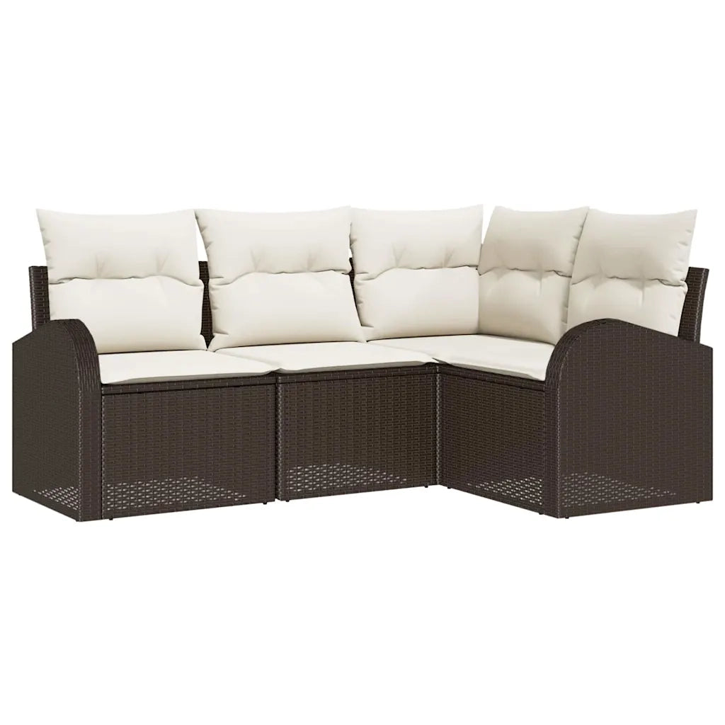 Set Divano da Giardino 4 pcs Marrone e bianco polyrattan 3354687