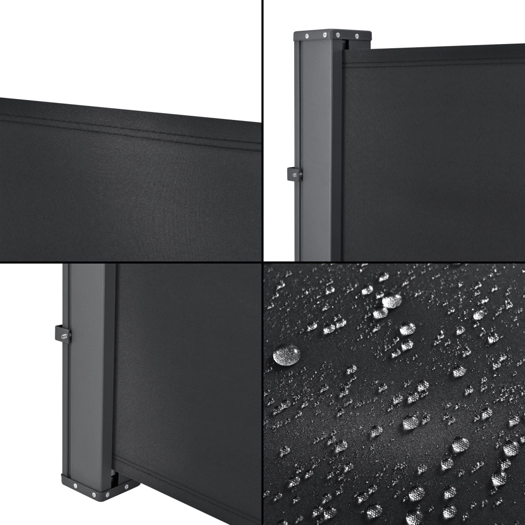 Paravento Estraibile Mulhacén Schermo Solare Verticale Barriera Privacy 160x300 cm Nero pro.tec