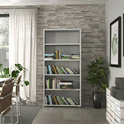 Libreria Apice, Scaffale da ufficio, Mobile portalibri, Biblioteca, 89x40 h186 cm, Bianco