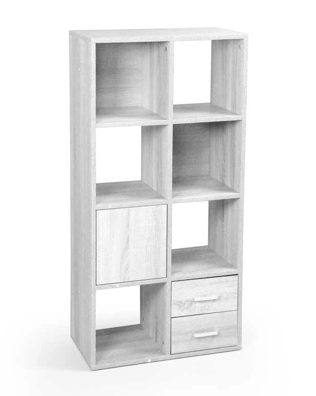 GAIA MOBILE CON 8 VANI A CUBO E 2 CASSETTI 60 X 30 X 120 CM COLORE BIANCO