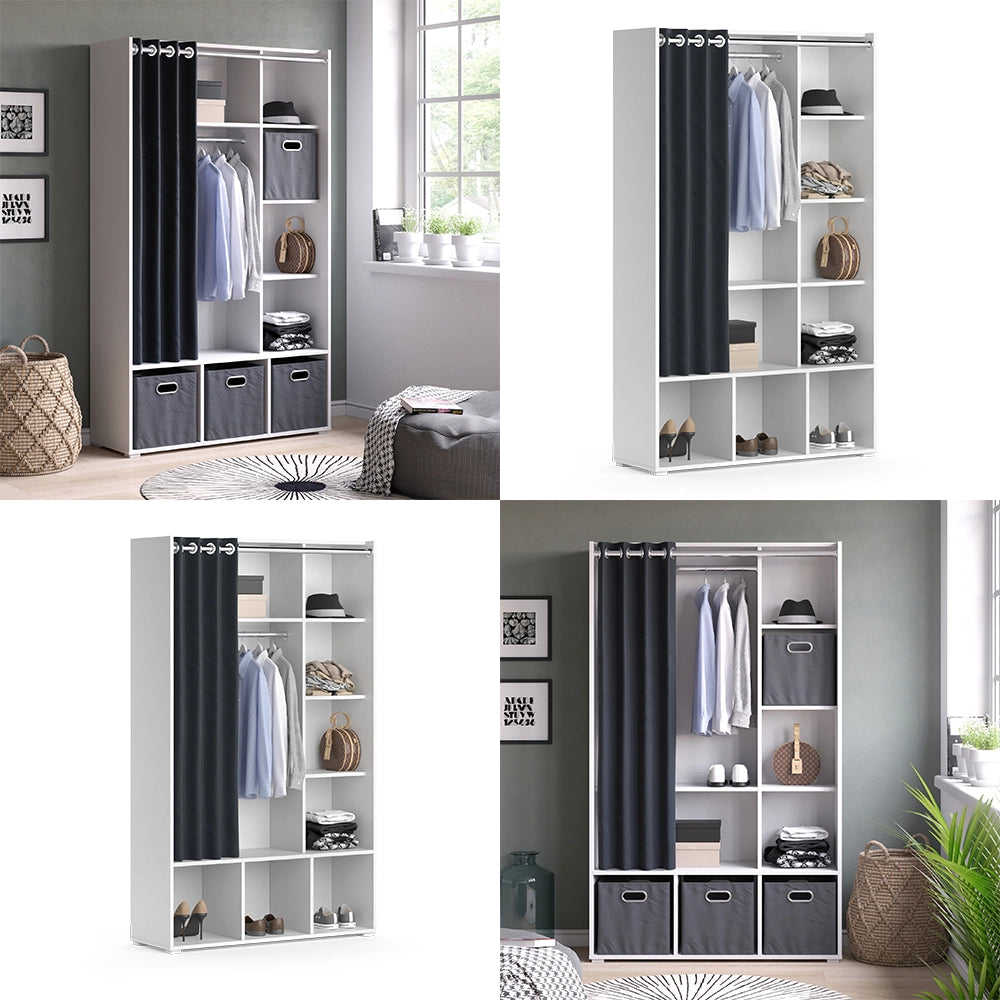 Vicco Armadio multifunzione Bianco 38 x 178.1 cm con binario per tende