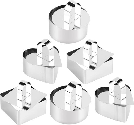 Set di 6 anelli per dessert e alimentari, piatti da servire, set di piccoli anelli per torte, piatti da servire in acciaio inossidabile 8 cm, anello per torte piccolo, adatto per torte di dessert fai da te, moussetaart e forni.