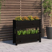 Fioriera-Vaso da Esterno-Contenitore per Piante Nera 77x25x66 cm in Legno Massello di Pino
