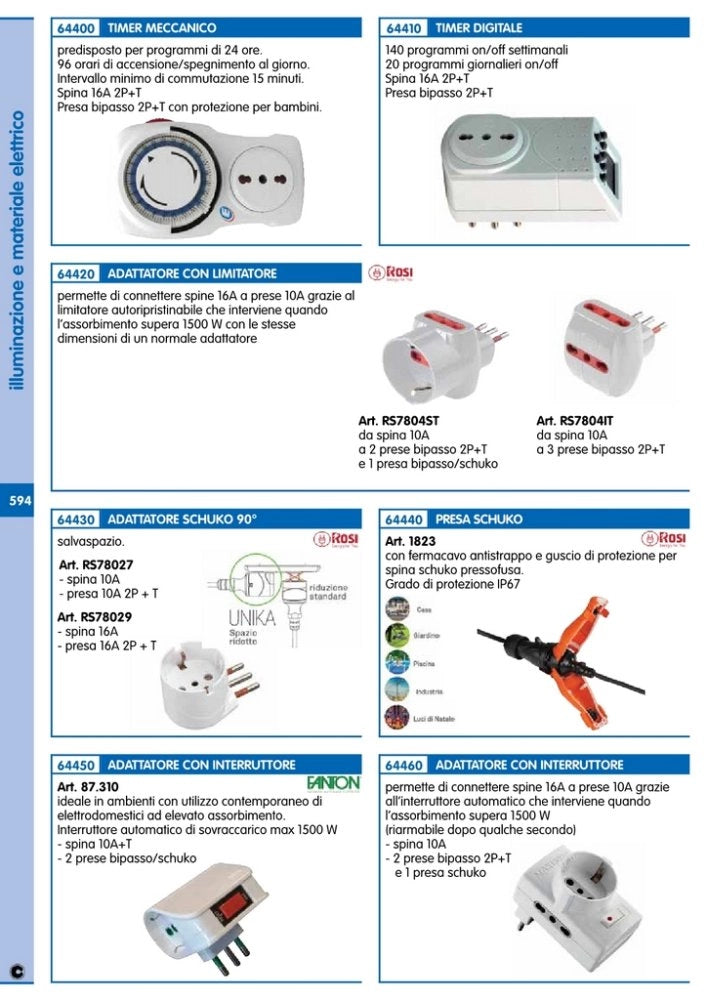 1pz adattatore schuko 90â¦ 10a a 2 poli + terra  cod:ferx.94493