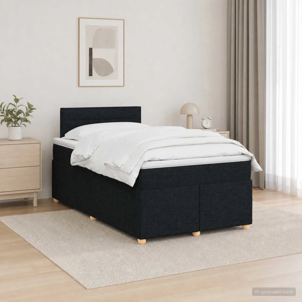 Letto box spring con materasso Nero 120 x 200 cm Tessuto 3452389