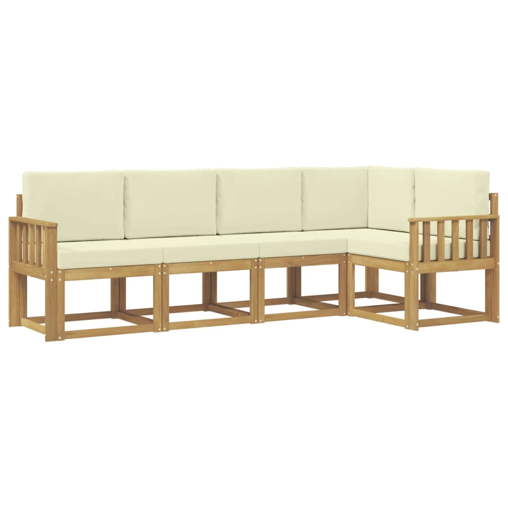 Set di divani da esterno con cuscino 5 pcs Bianco e Crema 3387624