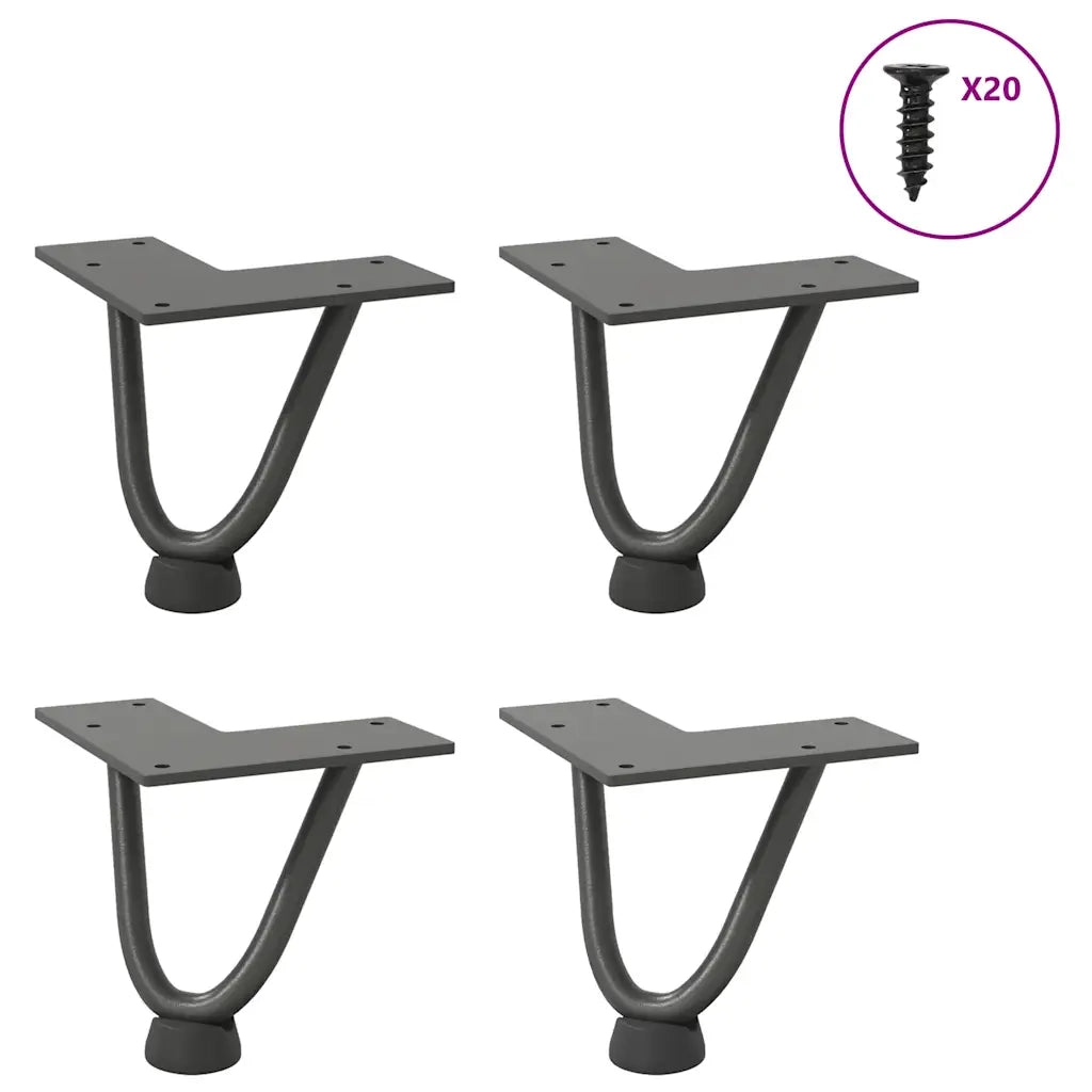 Gambe a forcina per tavolino 4 pz antracite 10 cm acciaio massiccio