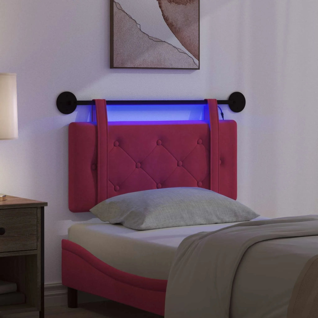 Testiera sospesa Con luce LED Rosso Vino Velluto
