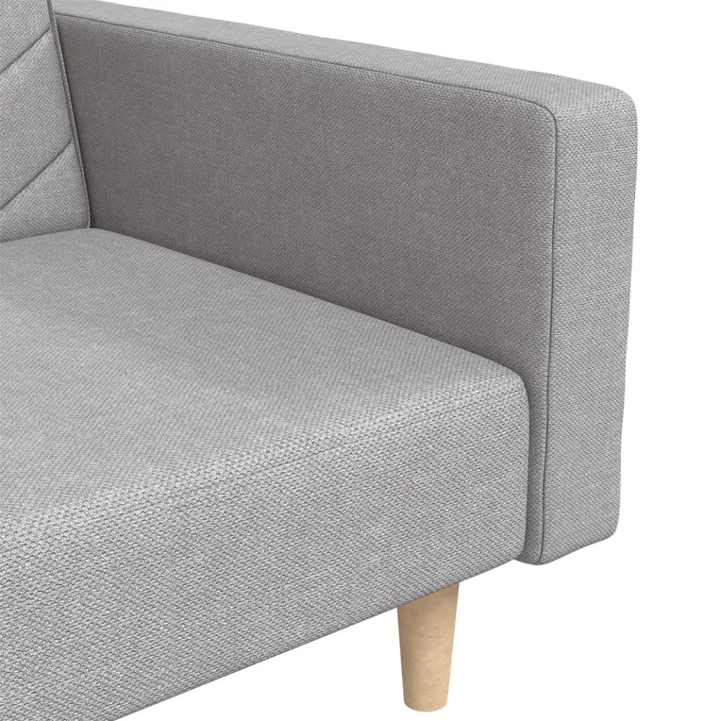 Divano Letto a 2 Posti con 2 Cuscini Grigio Chiaro in Tessuto 375899