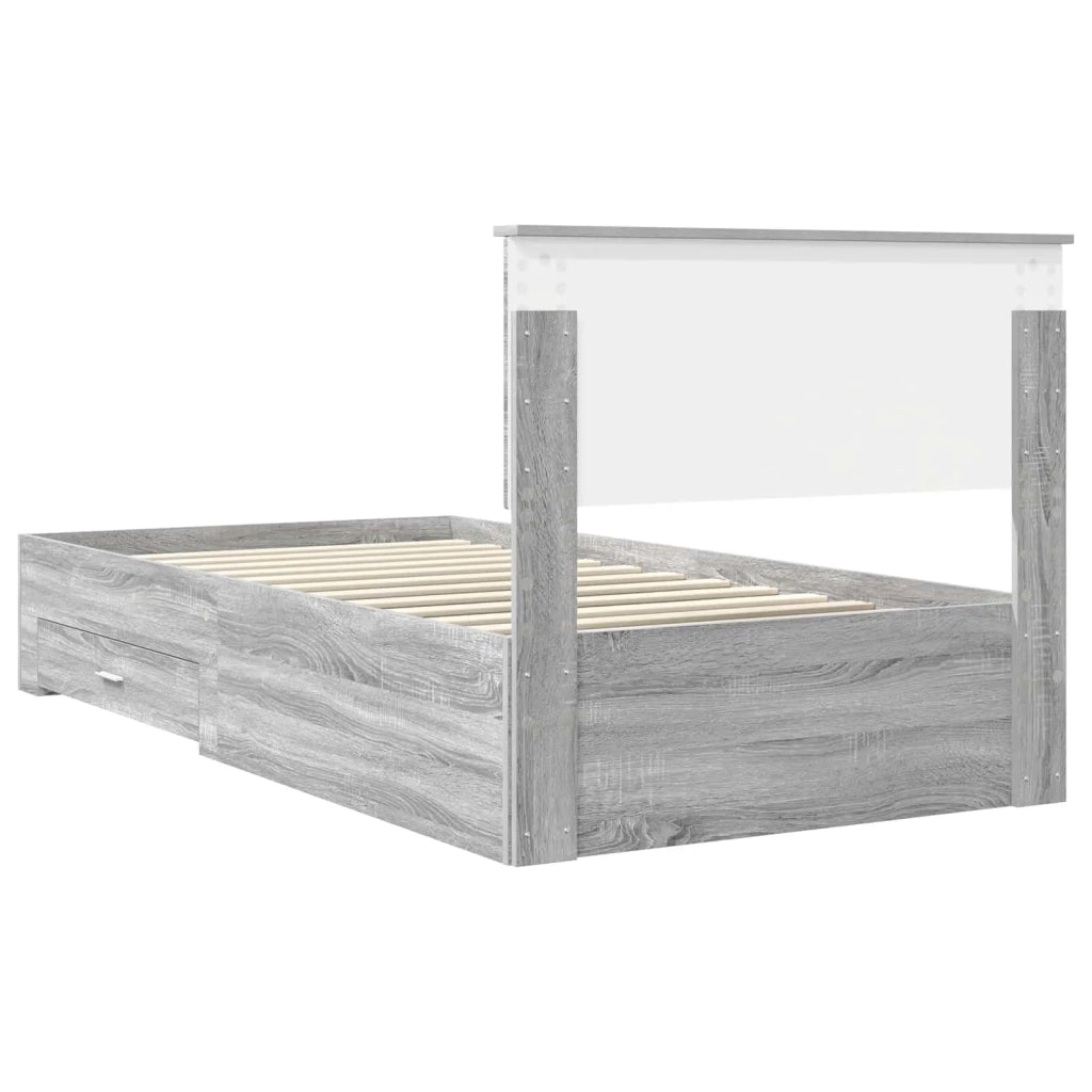 Struttura del letto con testiera Grigio Sonoma 100 x 200 cm