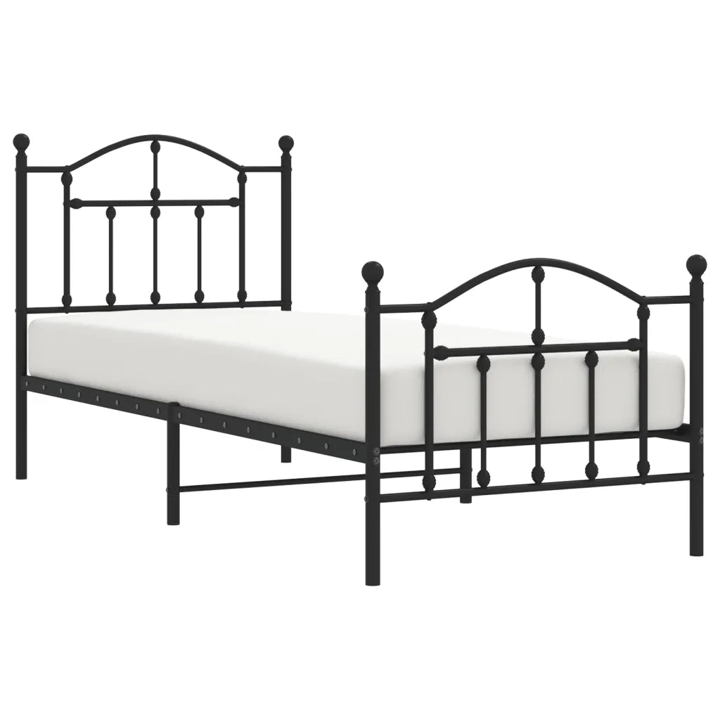 Giroletto con Testiera e Pediera Metallo Nero 80x200 cm 353448