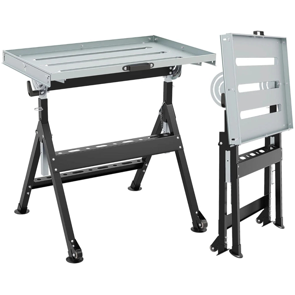 Tavolo da saldatura pieghevole 78 x 51 cm altezza regolabile su 4 livelli design portatile in metallo nero 20_0014052
