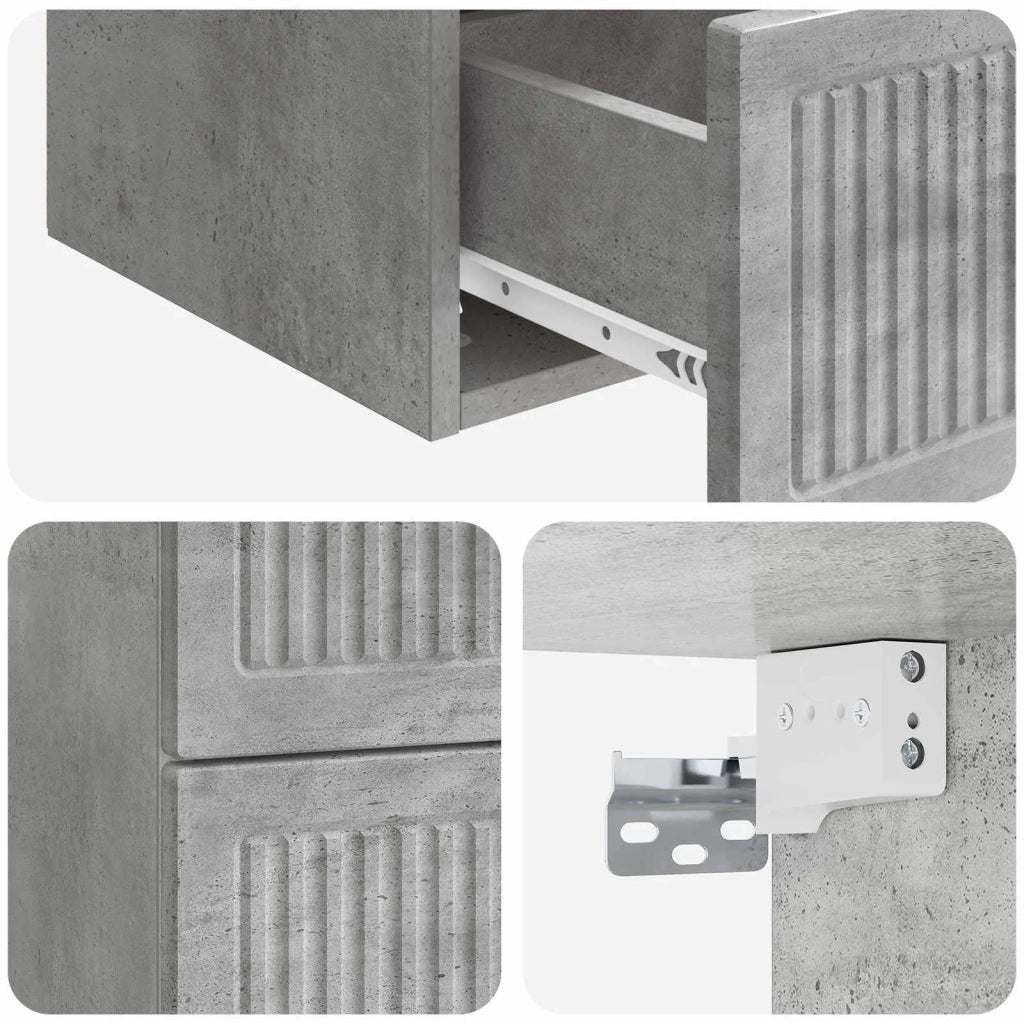 Mobiletto da notte a muro con cassetto 2 pcs Grigio Cemento 897962