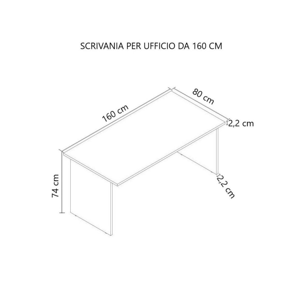 Scrivania per ufficio 160x80x74H noce naturale e bianco frassinato Ibisco – Made in Italy