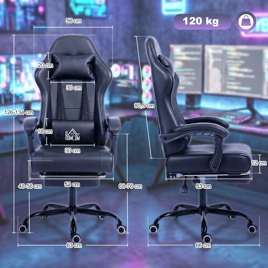 Sedia gaming ergonomica ¨C Xylo ¨C con supporto lombare massaggiante, schienale reclinabile, nero